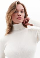 Women Cream Turtle Neck Knitwear Sweater