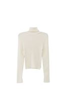 Women Cream Turtle Neck Knitwear Sweater