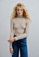 Women Beige Turtle Neck Knitwear Sweater