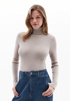 Women Beige Turtle Neck Knitwear Sweater