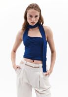 Women Blue Singlet with Tie-up Detail