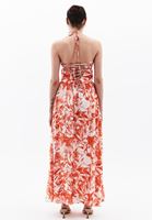 Women Mixed Maxi Dress with Back Detail