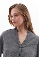 Women Mixed Oversize Shirt with Tie-up Detail