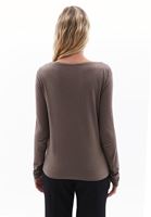 Women Brown Wool Blended Boat Neck Tshirt