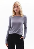 Women Grey Wool Blended Boat Neck Tshirt