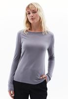 Women Grey Wool Blended Boat Neck Tshirt