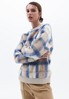 Women Mixed Oversize Plaid Sweatshirt