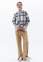 Women Mixed Oversize Plaid Sweatshirt