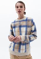 Women Mixed Oversize Plaid Sweatshirt