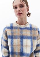 Women Mixed Oversize Plaid Sweatshirt