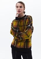 Women Mixed Oversize Plaid Sweatshirt