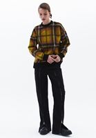 Women Mixed Oversize Plaid Sweatshirt