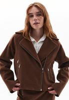 Women Brown Wool Blended Crop Jacket