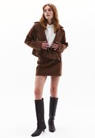 Women Brown Wool Blended High Rise Skirt