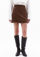 Women Brown Wool Blended High Rise Skirt