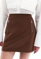 Women Brown Wool Blended High Rise Skirt