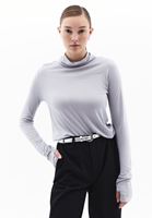 Women Grey Wool Blended Turtle Neck Tshirt