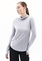 Women Grey Wool Blended Turtle Neck Tshirt