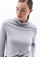 Women Grey Wool Blended Turtle Neck Tshirt