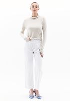 Women Beige Wool Blended Turtle Neck Tshirt