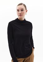 Women Black Wool Blended Turtle Neck Tshirt