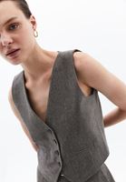 Women Brown Wool Blended Crop Waistcoat