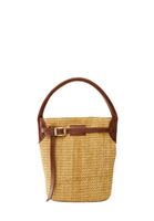 Women Brown Straw Bag with Buckle Detail