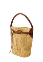 Women Brown Straw Bag with Buckle Detail