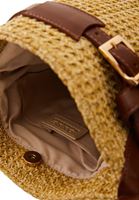 Women Brown Straw Bag with Buckle Detail