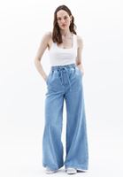 Women Blue Mid Rise Wide Leg Pants