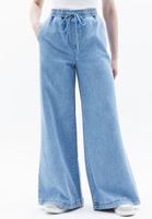 Women Blue Mid Rise Wide Leg Pants