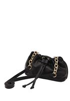 Women Black Hobo Bag with Chain Detail