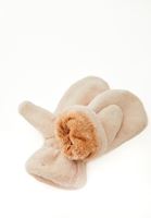 Bayan Bej Peluş Detaylı Eldiven 