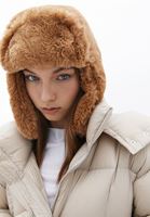 Bayan Bej Kulak Korumalı Peluş Şapka