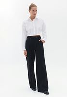 Women Black Mid Rise Wide Leg Pants