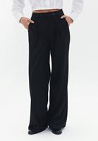 Women Black Mid Rise Wide Leg Pants