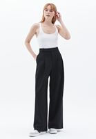 Women Black Mid Rise Straight Fit Pants