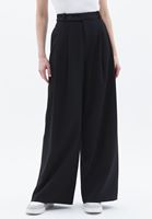 Women Black Mid Rise Straight Fit Pants