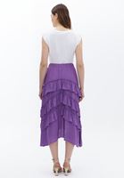 Women Purple Ruffle Detailed Asymmetric Cut Skirt