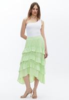 Women Green Ruffle Detailed Asymmetric Cut Skirt