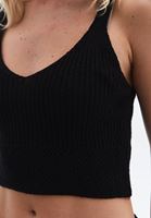 Women Black Knitwear Crop Singlet