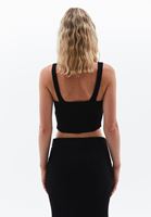 Women Black Knitwear Crop Singlet