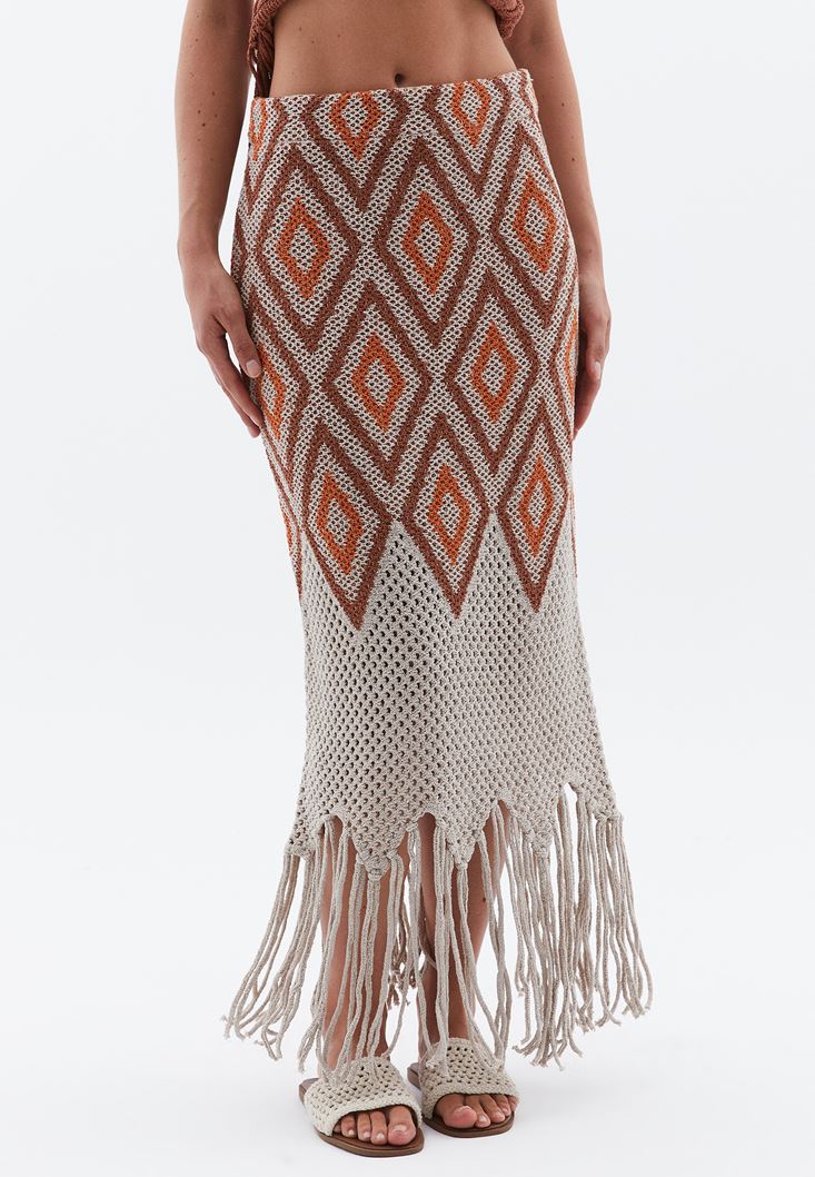 Women Mixed High Rise Hemstitched Maxi Dress