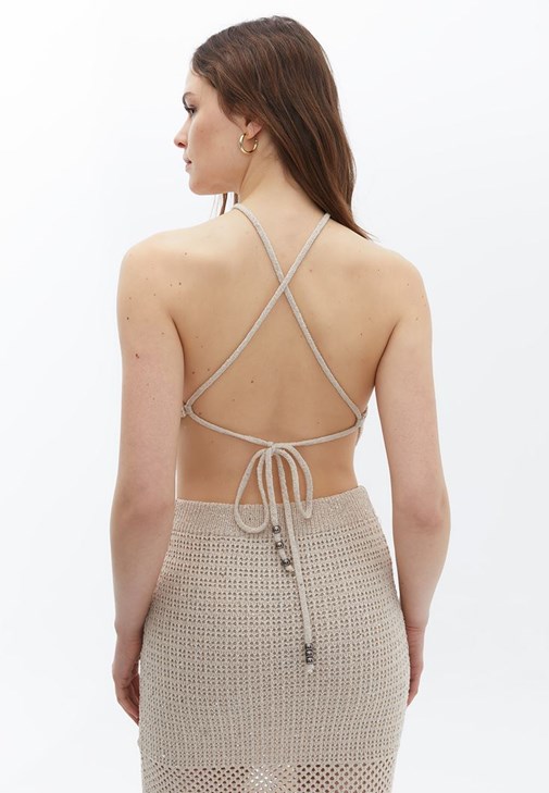 Ajurlu Crop Top ve Ajurlu Etek Kombini