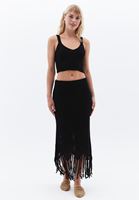 Women Black High Rise Tassel Detailed Skirt