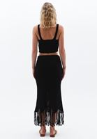 Women Black High Rise Tassel Detailed Skirt