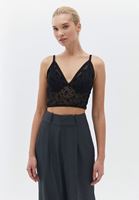 Women Black Bralette with Tulle Detail