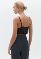 Women Black Bralette with Tulle Detail