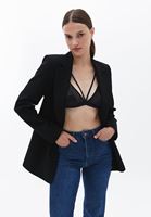 Women Black Bralette with Pipe Detail