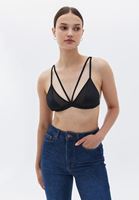 Women Black Bralette with Pipe Detail